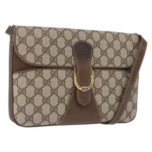 Authentic GUCCI GG Supreme Shoulder Bag PVC Leather 2way Beige Gold 65 02 025